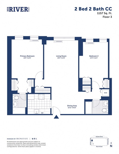 the floor plan of 2 bed 2 bath cc